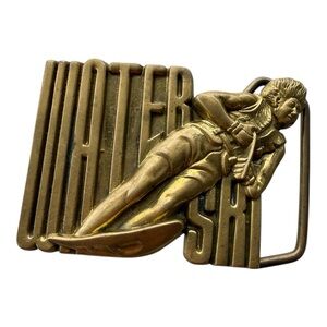 Vintage Brass Water Ski Belt Buckle- 1979 Baron Buckles